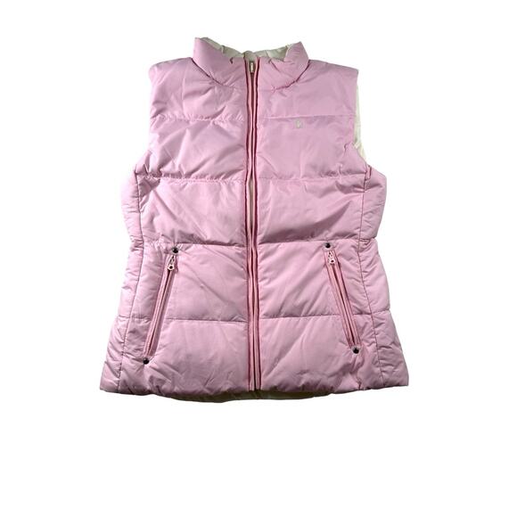 Ralph Lauren Reversible Puffer Vest Girls Size XL (16) Pink Cream Full Zip Down - Picture 1 of 13